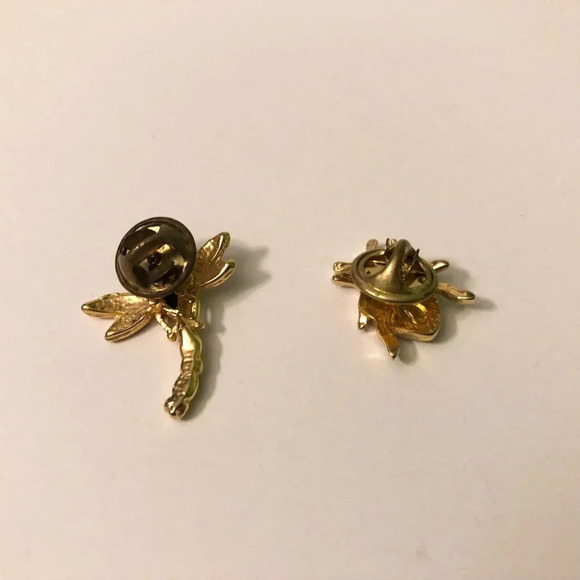 Vtg Lot of 2 Small Pins Dragonfly Brooch and Beetle Insect Pin - Picture 3 of 12